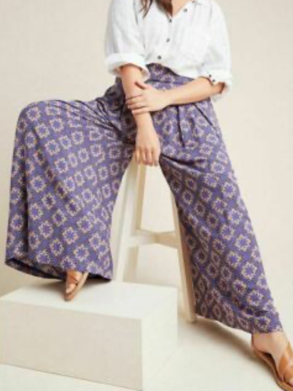 Maeve purple orange Printed Maxi wide leg palazzo pants